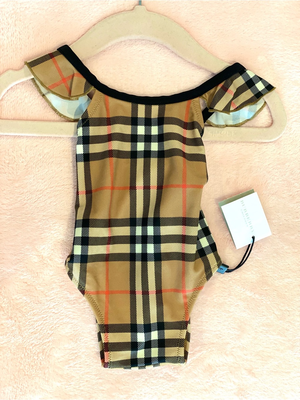 Burberry Children Plaid Ruffle One-Piece Swimsuit
